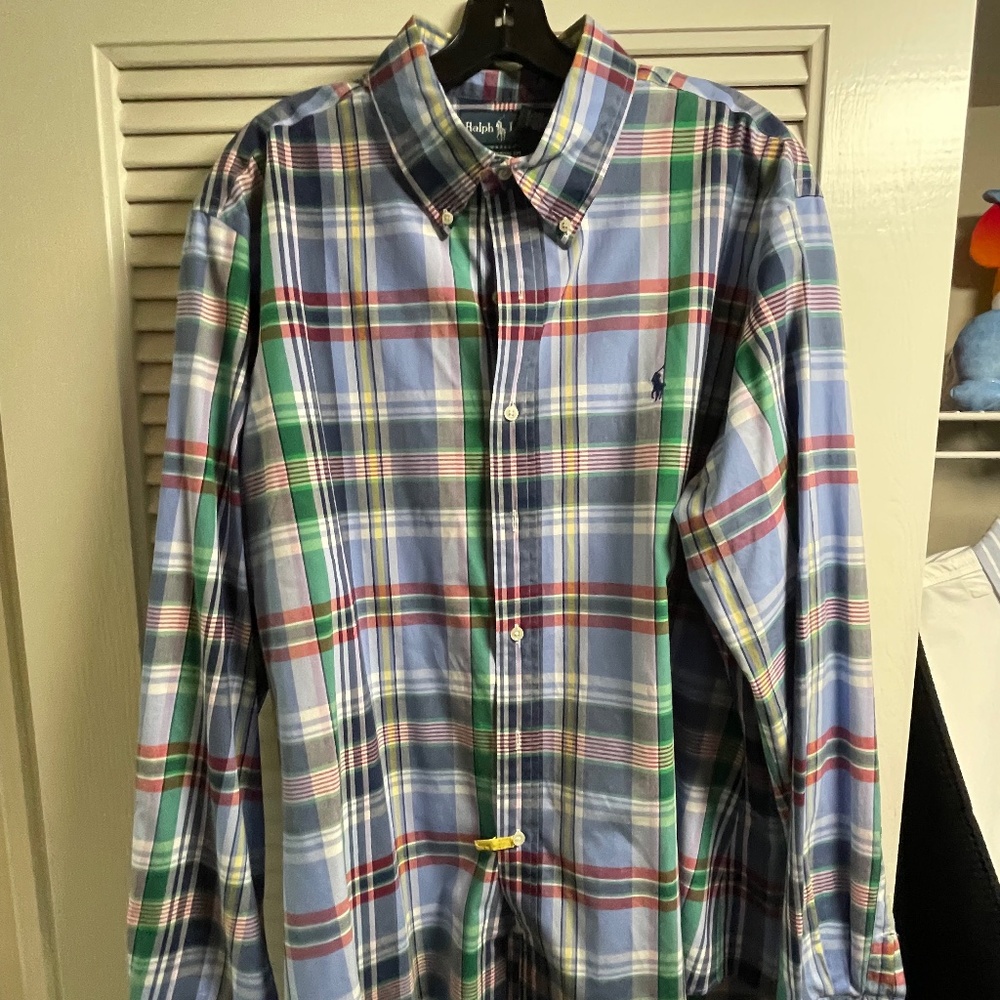 POLO RALPH LAUREN LS POPLIN PLAID SHIRT XL